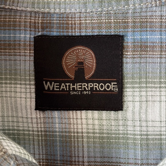 Weatherproof Plaid Shirt Mens Size XXL Green Blue Button Down Cotton Casual Work - Picture 6 of 13